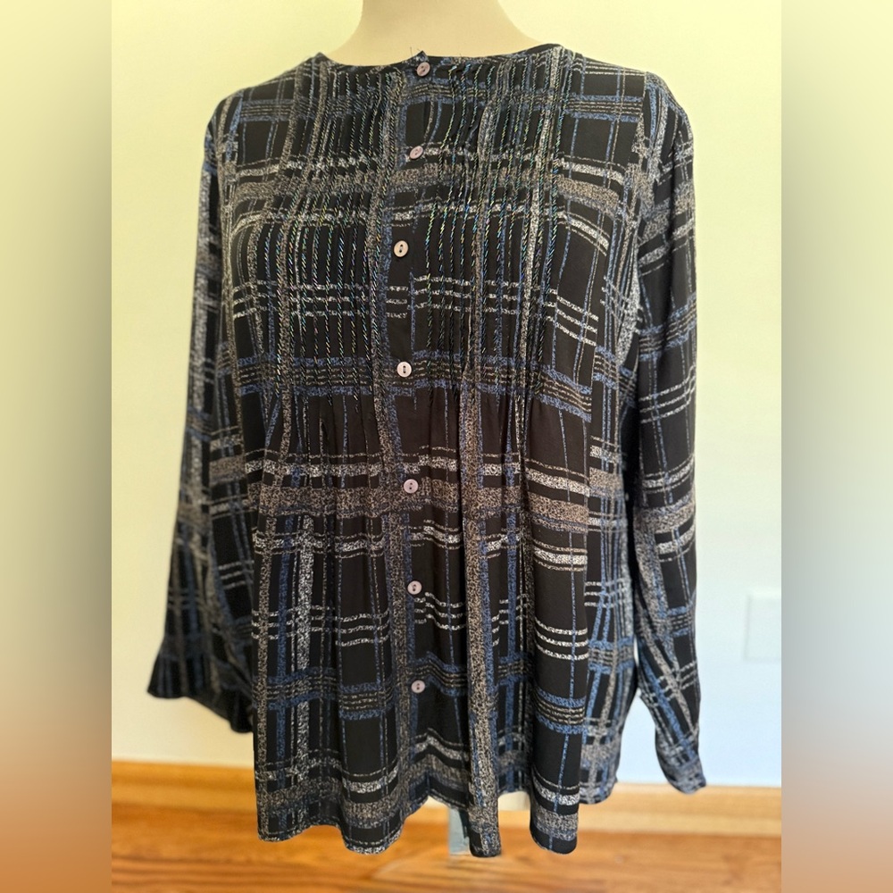 Soft Surroundings Black with shades of blue and grey and accented beads #148